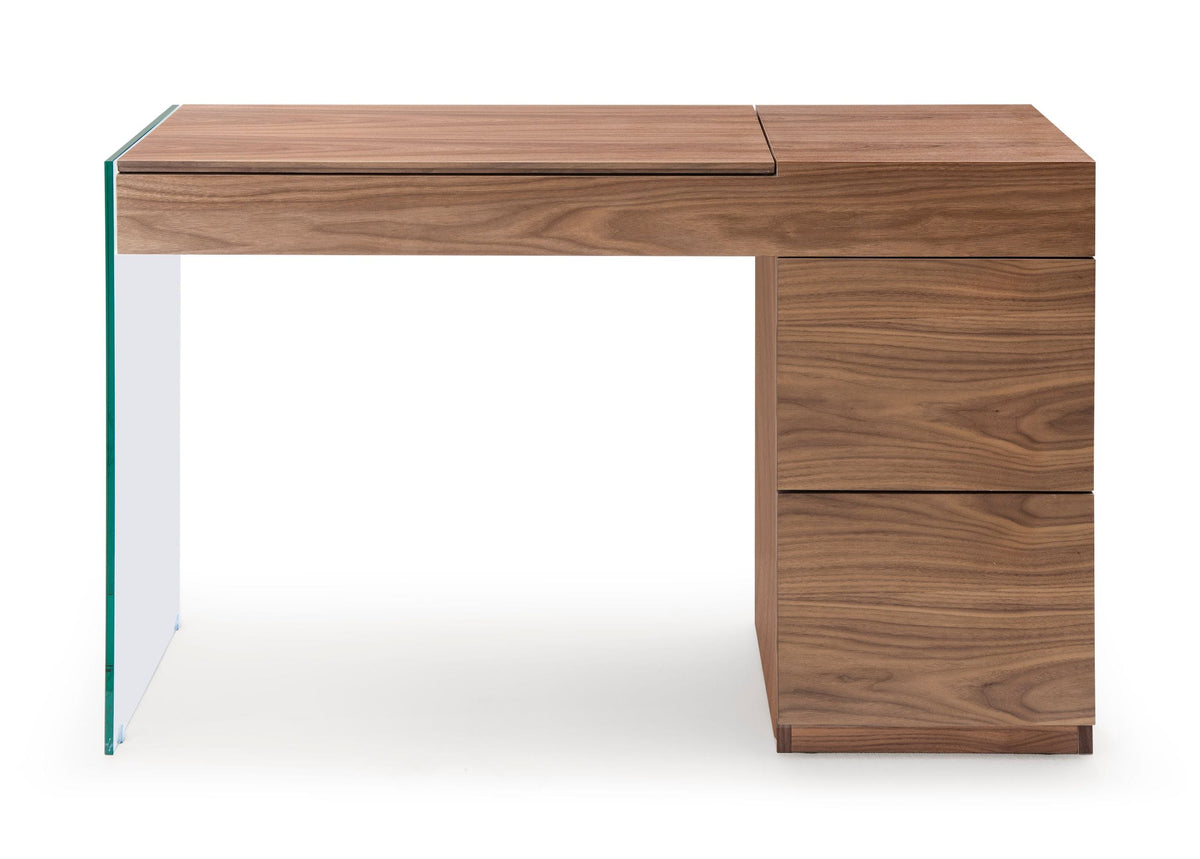 Modrest Volare - Modern Walnut Floating Glass Vanity with Mirror