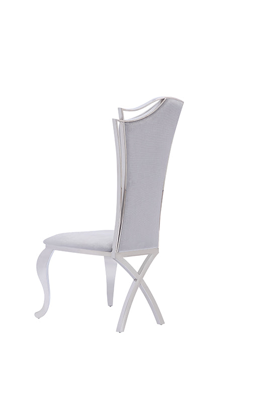 Modrest Bonnie Modern Grey Velvet & Stainless Steel Dining Chair (Set of 2)
