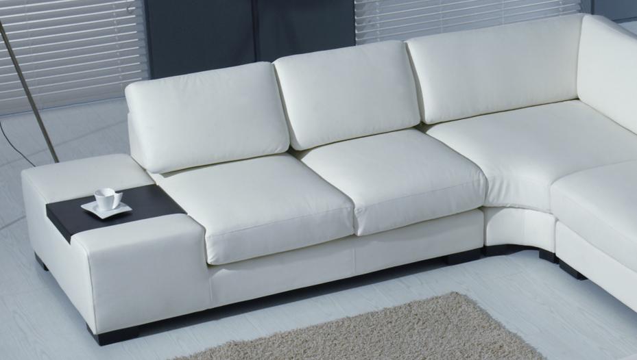 Divani Casa T35 Modern White Leather Sectional Sofa With Light