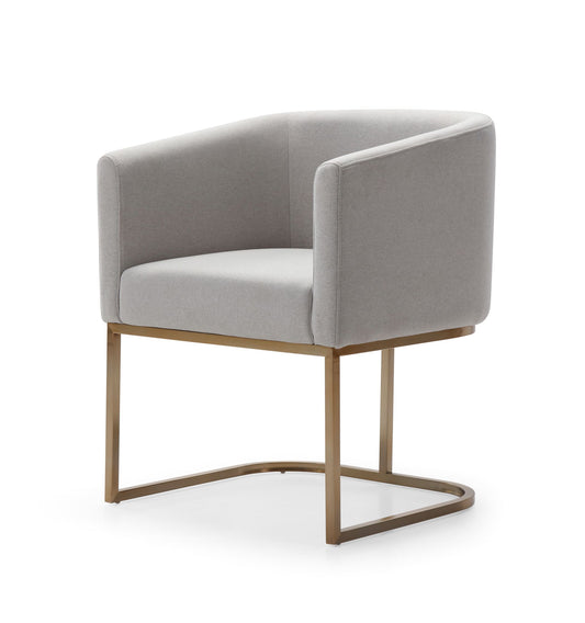 Modrest Yukon - Modern Light Grey Fabric + Antique Brass Dining Chair
