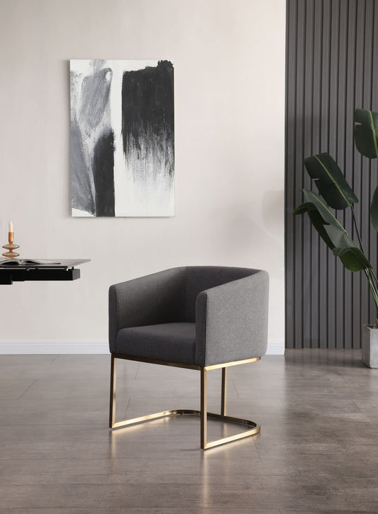 Modrest Yukon - Modern Dark Grey Fabric + Antique Brass Dining Chair
